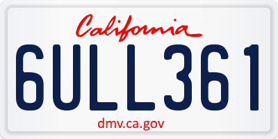 CA license plate 6ULL361