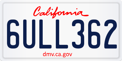 CA license plate 6ULL362