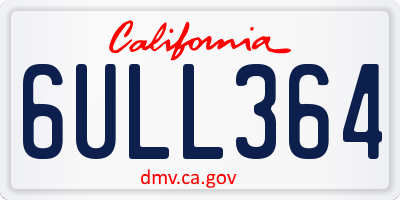 CA license plate 6ULL364