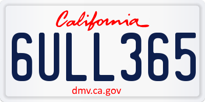 CA license plate 6ULL365