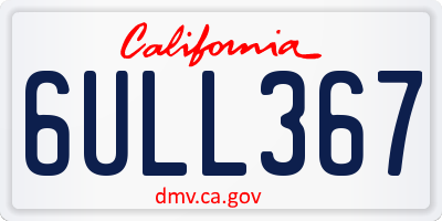 CA license plate 6ULL367