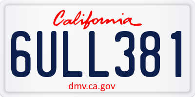 CA license plate 6ULL381