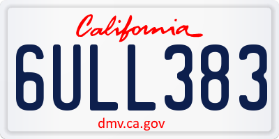 CA license plate 6ULL383