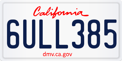 CA license plate 6ULL385