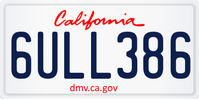 CA license plate 6ULL386