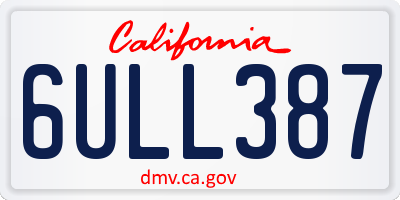 CA license plate 6ULL387