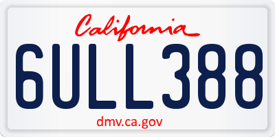 CA license plate 6ULL388
