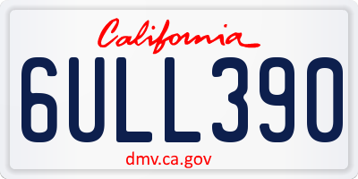 CA license plate 6ULL390