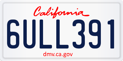CA license plate 6ULL391