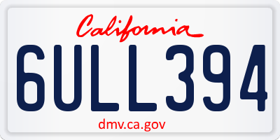 CA license plate 6ULL394