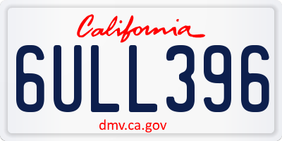 CA license plate 6ULL396