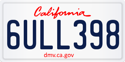CA license plate 6ULL398