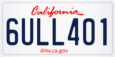 CA license plate 6ULL401