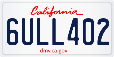 CA license plate 6ULL402