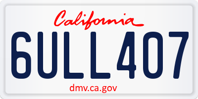 CA license plate 6ULL407