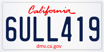 CA license plate 6ULL419