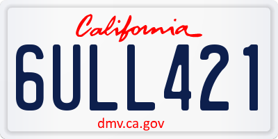 CA license plate 6ULL421