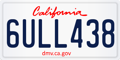 CA license plate 6ULL438