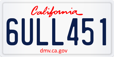 CA license plate 6ULL451