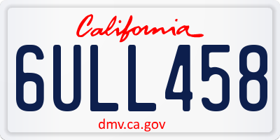 CA license plate 6ULL458