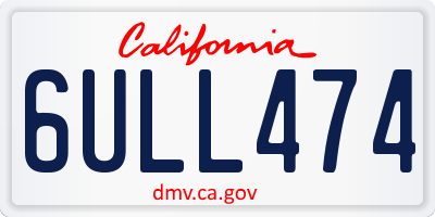 CA license plate 6ULL474