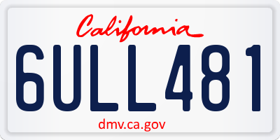 CA license plate 6ULL481