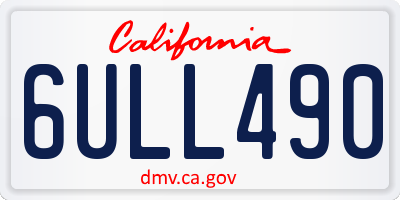 CA license plate 6ULL490