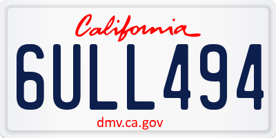 CA license plate 6ULL494