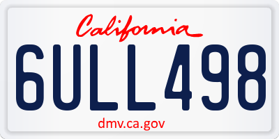 CA license plate 6ULL498