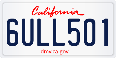 CA license plate 6ULL501