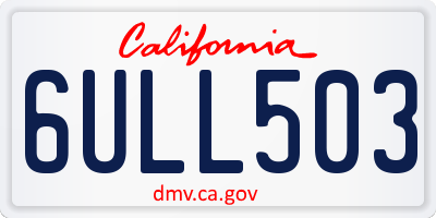 CA license plate 6ULL503