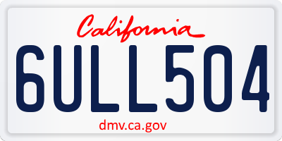 CA license plate 6ULL504
