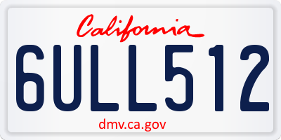 CA license plate 6ULL512