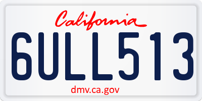 CA license plate 6ULL513