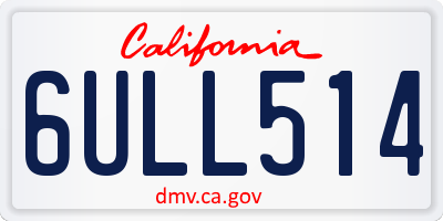 CA license plate 6ULL514