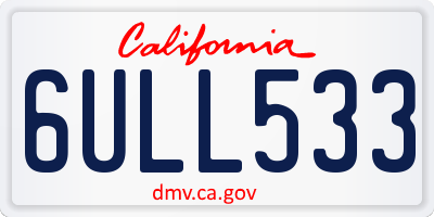 CA license plate 6ULL533