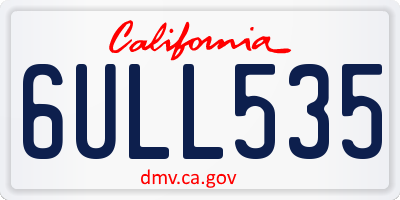 CA license plate 6ULL535