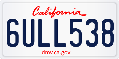 CA license plate 6ULL538
