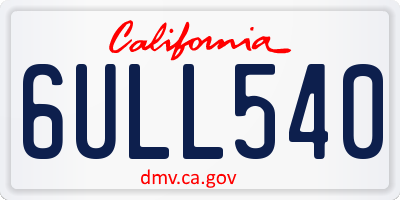 CA license plate 6ULL540