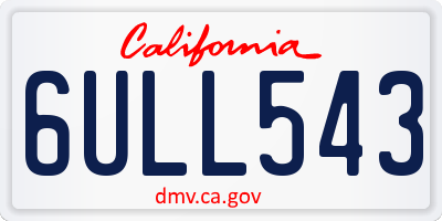 CA license plate 6ULL543