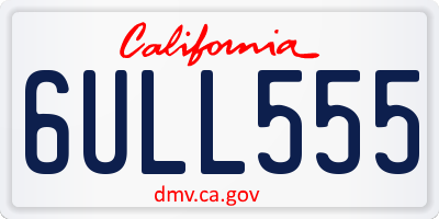 CA license plate 6ULL555