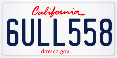CA license plate 6ULL558
