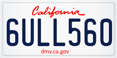 CA license plate 6ULL560