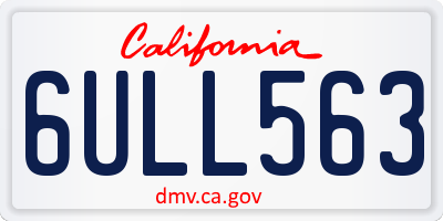CA license plate 6ULL563