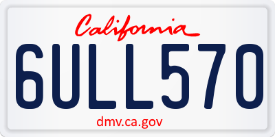 CA license plate 6ULL570