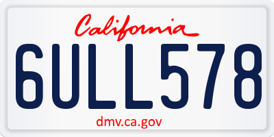 CA license plate 6ULL578