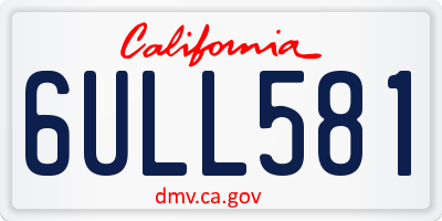 CA license plate 6ULL581