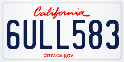 CA license plate 6ULL583
