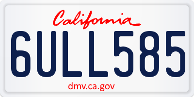 CA license plate 6ULL585