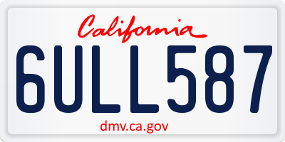 CA license plate 6ULL587